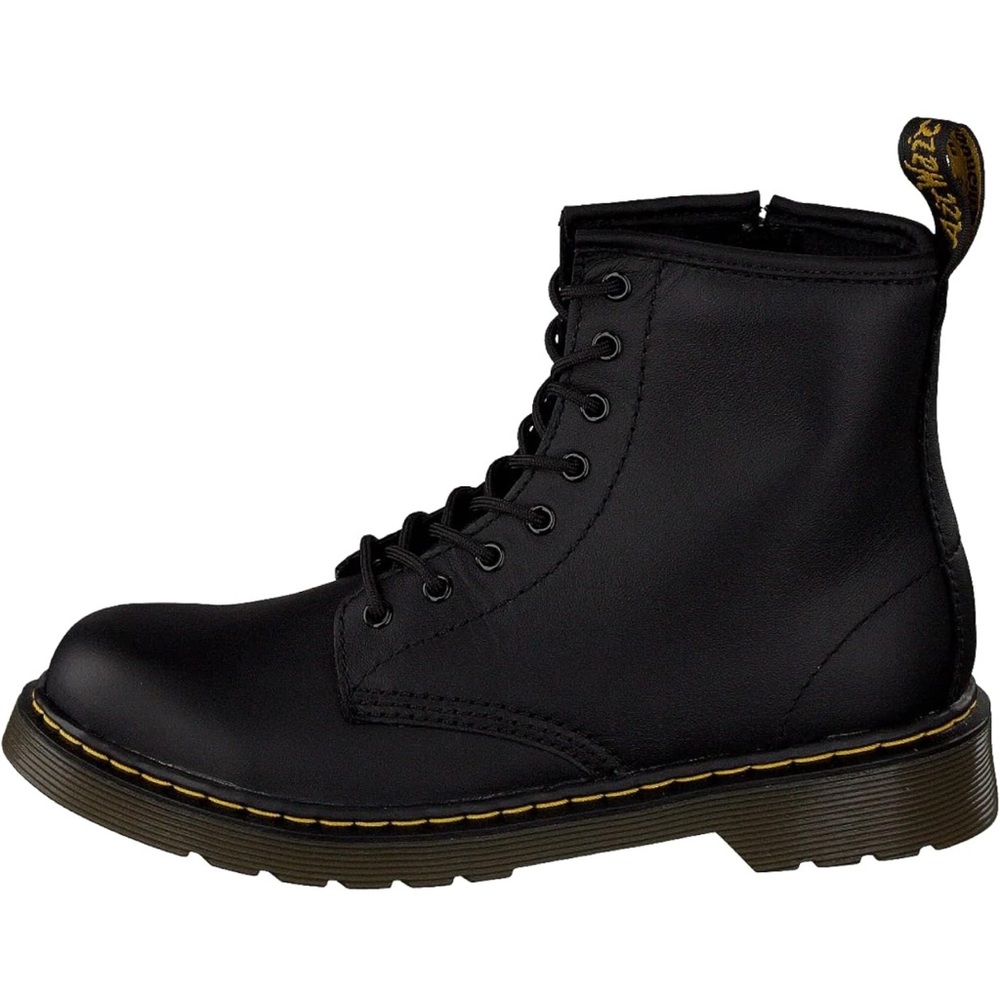 DR Martens pascal mono J black leather lace up moto boot kid size 3